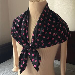 Black Scarf with Pink Polka Dots